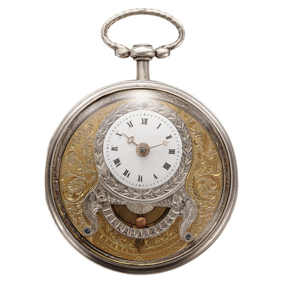 Swiss double-faced pocket watch with mock pendulum Circa 1810 Swiss double-faced pocket watch with mock pendulum Circa 1810