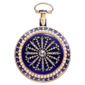 English gold, enamel, diamond and pearl set watch Circa 1800