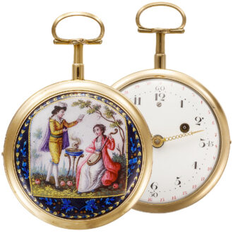 Decorative French 18K gold repeating verge with date Circa 1790