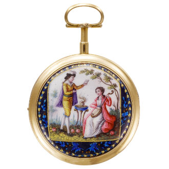 Decorative French 18K gold repeating verge with date Circa 1790