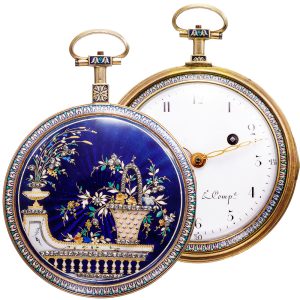 French gold enamel watch with matching chatelaine Circa 1795
