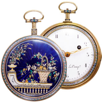 French gold enamel watch with matching chatelaine Circa 1795