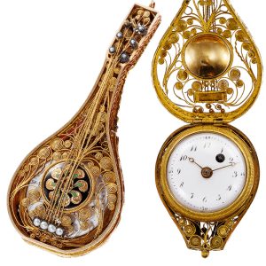 Gold mandolin shape hunting-cased pocket watch Circa 1805