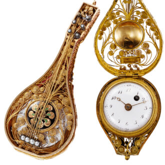 Gold mandolin shape hunting-cased pocket watch Circa 1805