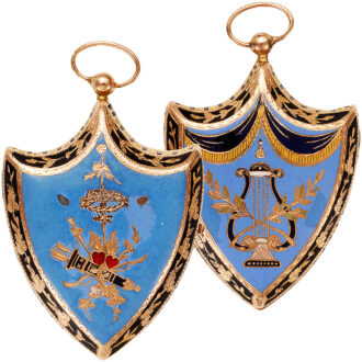 Unsigned escutcheon shaped verge pendant watch Circa 1805