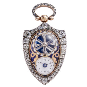 Swiss escutcheon-shaped cylinder pendant watch Circa 1810