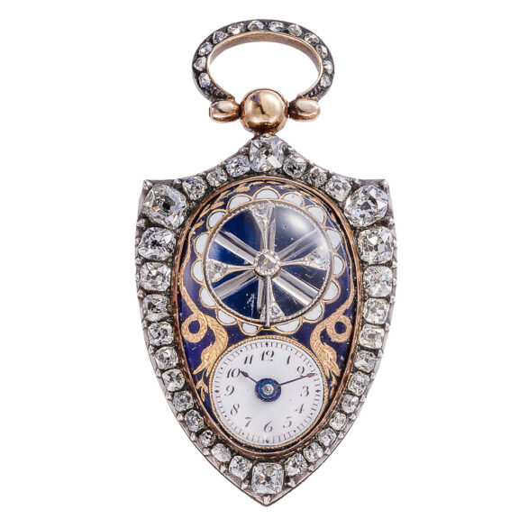 Swiss escutcheon-shaped cylinder pendant watch Circa 1810 Swiss escutcheon-shaped cylinder pendant watch Circa 1810