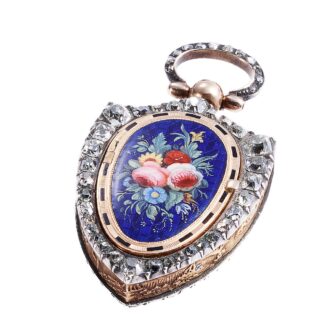 Swiss escutcheon-shaped cylinder pendant watch Circa 1810