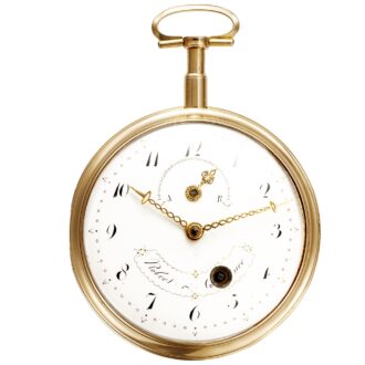 Swiss gold double dial pocket watch with automaton Circa 1810