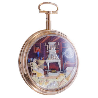 Swiss gold double dial pocket watch with automaton Circa 1810