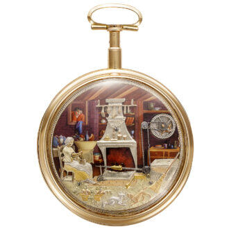 Swiss gold double dial pocket watch with automaton Circa 1810
