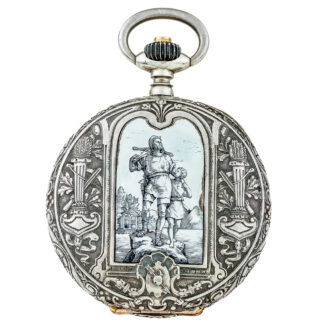 Swiss silver pocket watch with historical enamel scenes Circa 1900