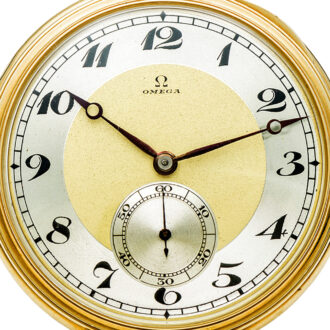 Fine Swiss gold lever pocket watch with two-tone dial Circa 1920