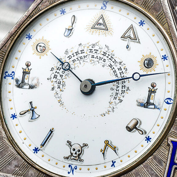 Rare Swiss silver triangle shaped Masonic pocket watch Circa 1930 Rare Swiss silver triangle shaped Masonic pocket watch Circa 1930