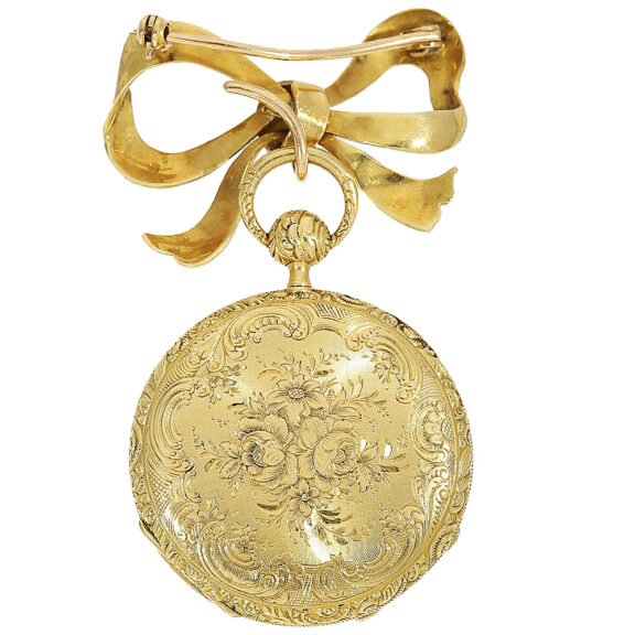 Swiss gold quarter repeating brooch watch Circa 1830