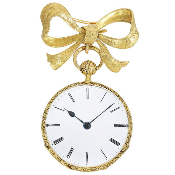 Swiss gold quarter repeating brooch watch Circa 1830 Swiss gold quarter repeating brooch watch Circa 1830