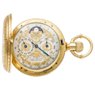 Swiss gold decorative pocket watch with double dial Circa 1890