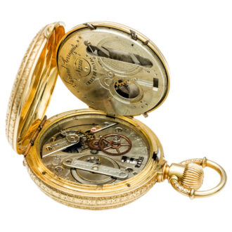 Swiss gold decorative pocket watch with double dial Circa 1890