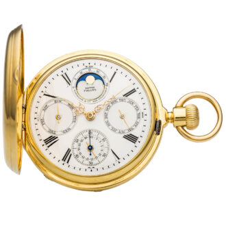 Swiss 18k gold perpetual calendar pocket watch Circa 1872-1874