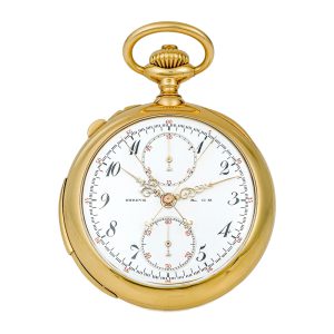 Swiss gold split-seconds chronograph pocket watch Circa 1905