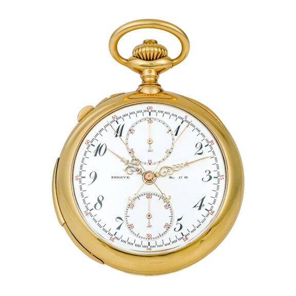 Swiss gold split-seconds chronograph pocket watch Circa 1905