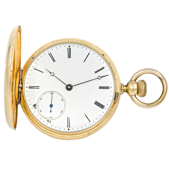 Swiss full hunter with eccentric subsidiary seconds Circa 1874