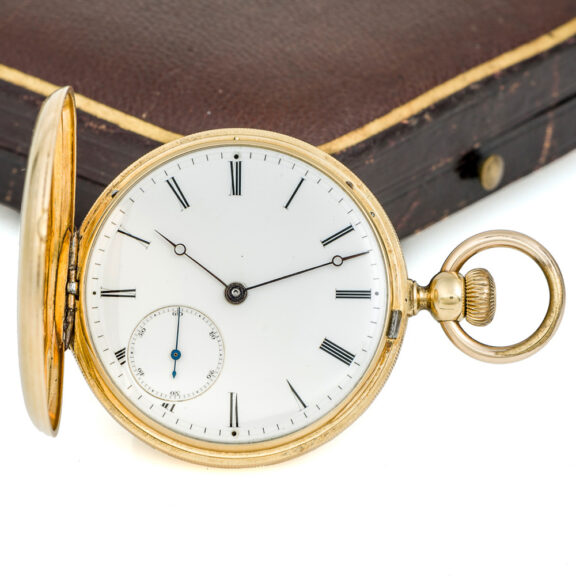Swiss full hunter with eccentric subsidiary seconds Circa 1874 Swiss full hunter with eccentric subsidiary seconds Circa 1874