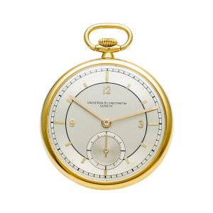 Swiss 18k gold pocket watch with sector dial Circa 1925