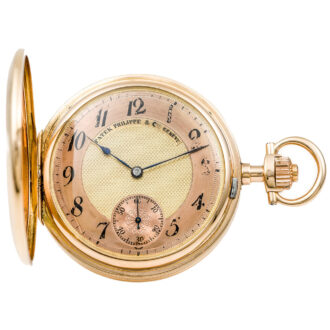 Swiss rose gold pocket watch with two-tone dial Circa 1900