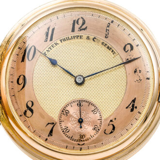 Swiss rose gold pocket watch with two-tone dial Circa 1900