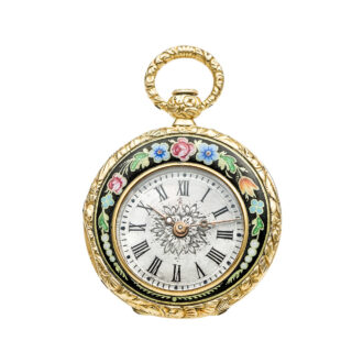 Rare Swiss gold and enamel miniature pendant watch Circa 1850