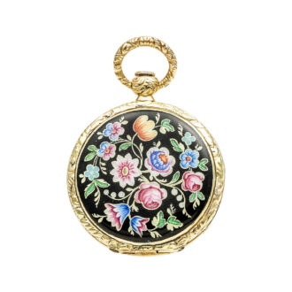 Rare Swiss gold and enamel miniature pendant watch Circa 1850