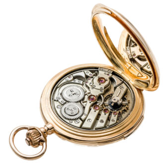 Swiss gold minute repeating full hunter pocket watch Circa 1910