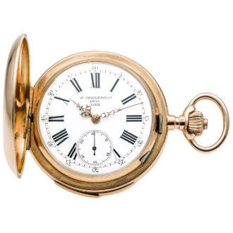 Swiss gold minute repeating full hunter pocket watch Circa 1910