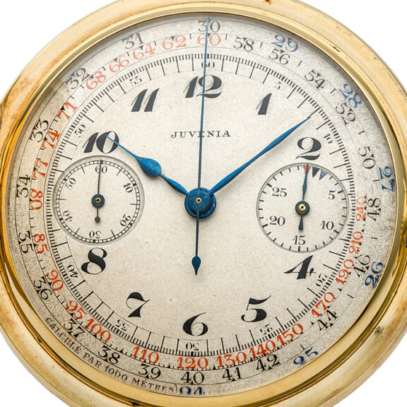 Very fine Swiss gold chronograph pocket watch Circa 1930 Very fine Swiss gold chronograph pocket watch Circa 1930