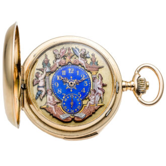 Swiss gold minute repeating automaton watch Circa 1890