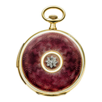 Swiss gold enamel and diamonds repeating watch Circa 1920 Swiss gold enamel and diamonds repeating watch Circa 1920
