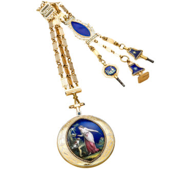 French gold and enamel split pearls verge watch Circa 1790