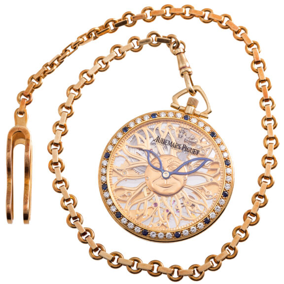 Swiss gold, sapphire and diamond set pocket watch Circa 2000 Swiss gold, sapphire and diamond set pocket watch Circa 2000