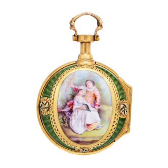 Small French gold and enamel Rococo pendant-watch Circa 1760
