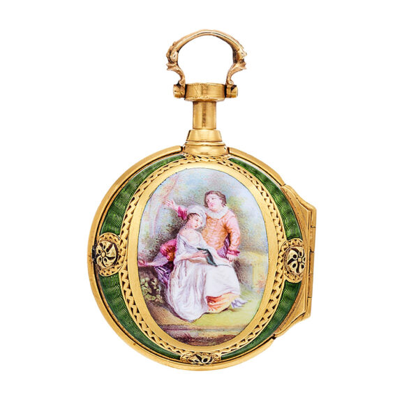 Small French gold and enamel Rococo pendant-watch Circa 1760 Small French gold and enamel Rococo pendant-watch Circa 1760