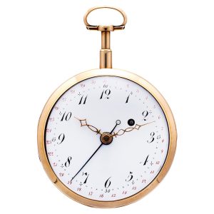 Gold quarter repeating verge pocket watch with date Circa 1790-1800
