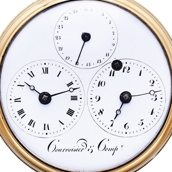 Swiss gold repeating watch with dual time and date Circa 1800 Swiss gold repeating watch with dual time and date Circa 1800