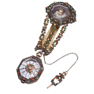 Unusual silver style watch with matching chatelaine Circa 1810