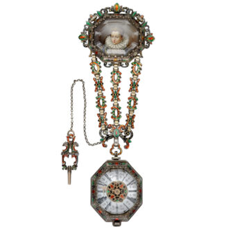Unusual silver style watch with matching chatelaine Circa 1810