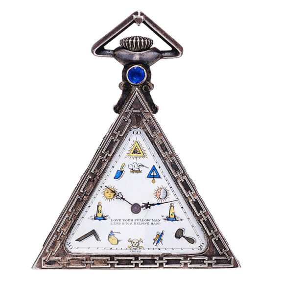 Swiss decorative silver triangular Freemason’s watch Circa 1935