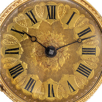 English 18k yellow gold pocket watch with open-face Circa 1875