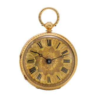 English 18k yellow gold pocket watch with open-face Circa 1875
