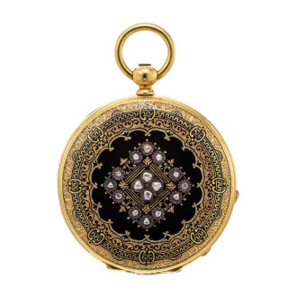 French gold enamel watch with diamonds Circa 1860-1870 French gold enamel watch with diamonds Circa 1860-1870