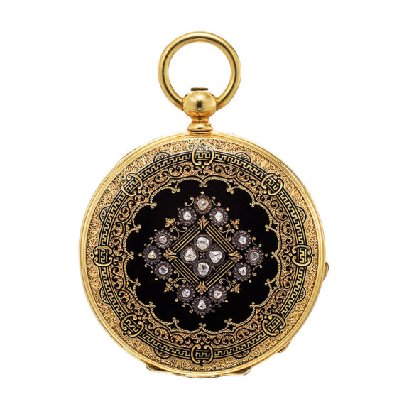 French gold enamel watch with diamonds Circa 1860-1870 French gold enamel watch with diamonds Circa 1860-1870